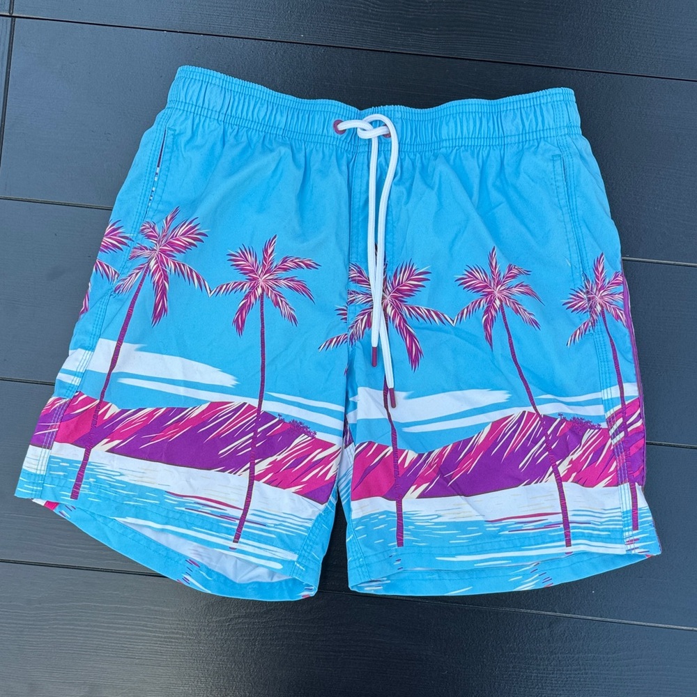 Sundek Blue and Pink Palm Tree Men Shorts
